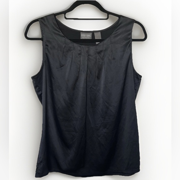 Chico's Tops - CHICO’S Black Tank Top Size 1 Women’s Medium Sleeveless Blouse Satin Pleat Neck